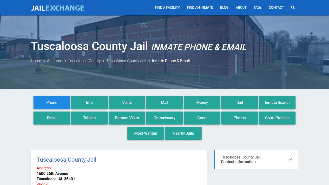 Inmate Phone - Tuscaloosa County Jail, AL - Jail Exchange